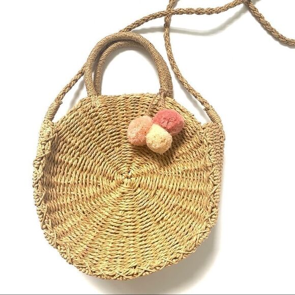 Boho Chic Woven Straw Circular Bag Crossbody - Picture 3 of 15
